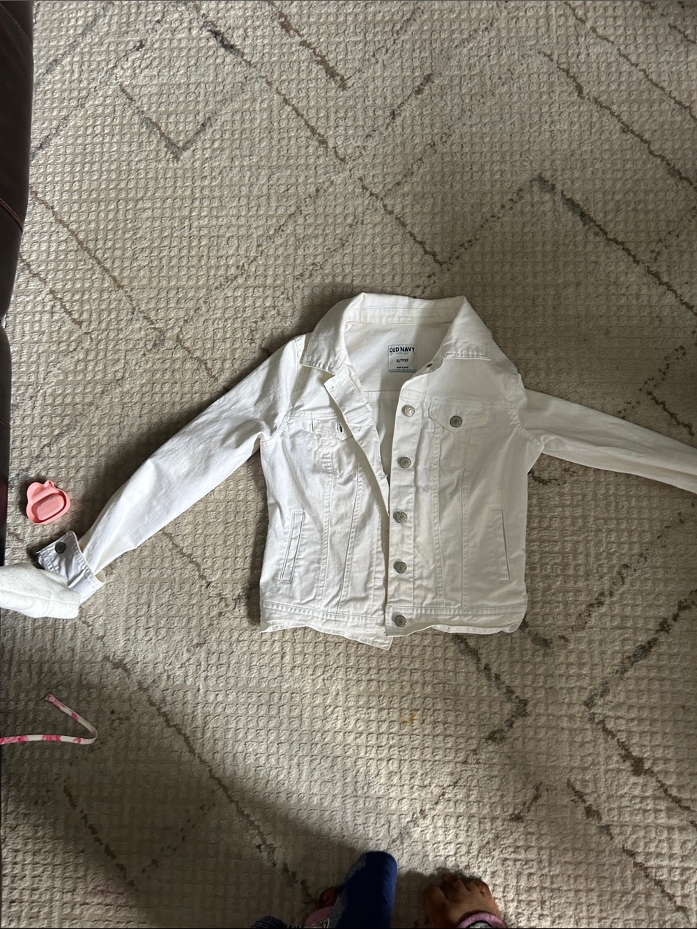 Old Navy White Kids Denim Jacket with Button Front